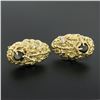 Image 1 : Men's Vintage 18k Gold Black Star Sapphire Diamond Oval Nugget Finish Cuff Links