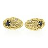 Image 2 : Men's Vintage 18k Gold Black Star Sapphire Diamond Oval Nugget Finish Cuff Links