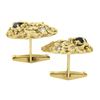 Image 4 : Men's Vintage 18k Gold Black Star Sapphire Diamond Oval Nugget Finish Cuff Links