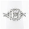Image 1 : 14k White Gold 1.42 ctw Illusion Set Diamond w/ Halo Twisted Sides Engagement Ri
