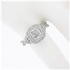 Image 3 : 14k White Gold 1.42 ctw Illusion Set Diamond w/ Halo Twisted Sides Engagement Ri