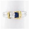 Image 1 : Estate 18k Two Tone Gold 0.38 ctw FINE Sapphire & Diamond Buckle Band Ring Sz 6.