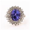 Image 1 : 6.06 ctw Tanzanite and 1.24 ctw Diamond 14K White Gold Ring