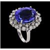 Image 4 : GIA Cert 16.52 ctw Tanzanite and Diamond Ring - 14KT White Gold