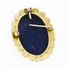 Image 5 : Antique Etruscan Revival 14k Gold GIA Carved Oval Blue Lapis Pendant or Brooch