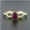 Image 2 : 14k Yellow Gold 0.70 ctw Oval Ruby Solitaire Dual Finish Open Infinity Sides Rin