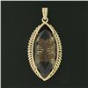 Image 2 : Vintage Retro 14K Gold Large Marquise Smoky Quartz Handmade Open Wire Pendant