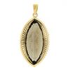 Image 3 : Vintage Retro 14K Gold Large Marquise Smoky Quartz Handmade Open Wire Pendant