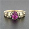 Image 2 : 14k TT Gold 1.18 ctw Pink Sapphire Solitaire Round Diamond Channel Engagement Ri