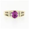 Image 4 : 14k TT Gold 1.18 ctw Pink Sapphire Solitaire Round Diamond Channel Engagement Ri