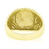 Image 6 : Unisex 14K Yellow Gold Round Engravable Center w/ Open Floral Sides Signet Ring