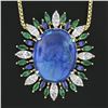 Image 4 : 18K TT Gold 23.38 ctw GIA Cabochon Opal Diamond Sapphire Emerald Spray Pendant
