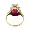 Image 6 : Antique Edwardian 14K TT Gold Faceted Roll Top Red Stone Solitaire Engraved Ring