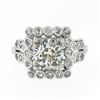 Image 4 : Antique Art Deco Platinum 1.74 ctw Euro Diamond Solitaire & Halo Engagement Ring