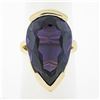 Image 1 : 14k Yellow Gold Large Pear Cut Half Bezel Purple Stone Solitaire Cocktail Ring