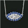 Image 5 : NEW 18K Gold 1.56 ctw GIA Marquise Diamond Sapphire Halo Evil Eye Pendant Neckla