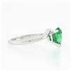 Image 5 : Vintage 14K White Gold 0.71 ctw FINE Pear Colombian Emerald Solitaire Bypass Rin