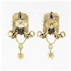 Image 6 : Vintage Victorian Revival 14k Gold Lozenge Black Onyx Pearl Drop Dangle Earrings