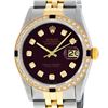 Image 1 : Rolex Mens Two Tone Maroon Dial Diamond And Sapphire 36MM Datejust Wriswatch
