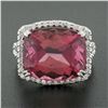 Image 4 : 14k Gold 13.75 ctw GIA Cushion Purple Pink Tourmaline Diamond Halo Cocktail Ring