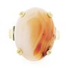 Image 4 : Antique 14k Gold Oval Cabochon Orange White Banded Agate Solitaire Cocktail Ring