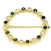 Image 5 : 18k Yellow Gold.70 ctw Bezel Round Sapphire & Diamond Circle of Life Pin Brooch