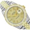 Image 1 : Rolex Mens 36MM 2Tone Yellow Gold And Steel 18K Gold Pyramid Diamond Bezel Datej