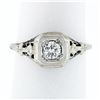 Image 2 : Antique Art Deco 18k White Gold European Diamond Floral Filigree Engagement Ring