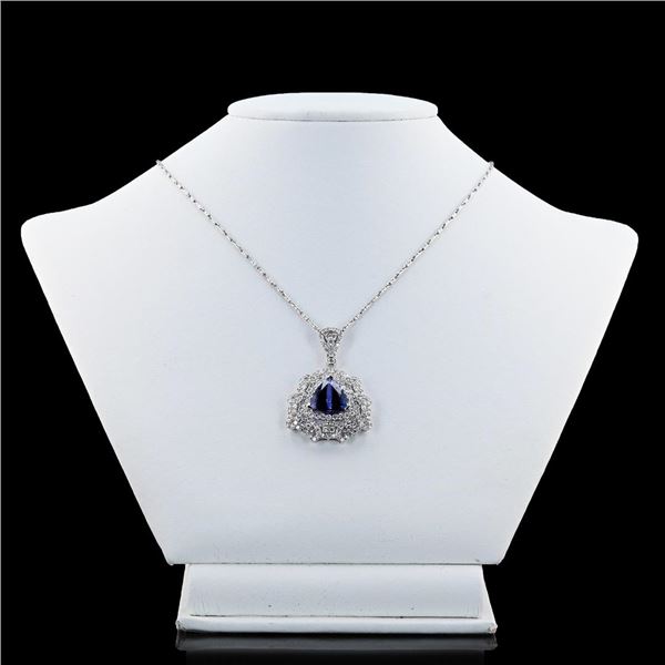 5.07 ctw Tanzanite and 2.30 ctw Diamond 14K White Gold Pendant