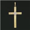 Image 2 : Antique Art Nouveau 14k TT Gold 0.16 ctw Diamond Grooved Textured Cross Pendant