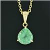 Image 7 : NEW 18k Gold 2.14 ctw GIA Wide Pear Teardrop Emerald Solitaire Pendant & 14k Cha