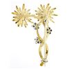 Image 2 : Vintage 18k Gold 0.30 ctw Sapphire Pearl Flower Burst Bundle Textured Brooch Pin