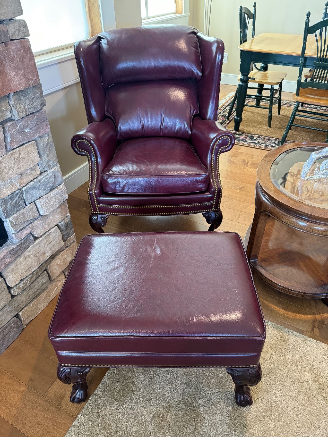 Leather chair and ottoman