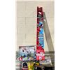 Image 1 : SHELF LOT OF MARVEL LEGO AND SUPER SIZED NYLON KITE 60" WINGSPAN