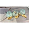 Image 2 : 3 HAND MADE MOLTEN GLASS BOWLS ON TEAK BASES
