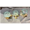 Image 2 : 3 HAND MADE MOLTEN GLASS BOWLS ON TEAK BASES