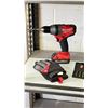 Image 2 : SHELF LOT OF ASSORTED MILWAUKEE ITEMS INCLUDING; HAMMER DRILL,  BATTERY, CHARGER AND MORE