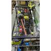 Image 2 : LOT OF RYOBI CORDLESS TOOLS WITH BATTERIES & CHARGERS INCLUDING; WEED WHACKER, CHAINSAW & HEDGE