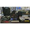 Image 2 : SHELF OF ASSORTED TOOLS INCLUDING; NAILER, PEX CLAMP, TOOLBAGS & MORE