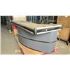 Image 2 : CASHIERS DESK WITH CONVEYOR BELT 98" X 38" (NO POWER CORD, UNKNOWN WORKING CONDITION)