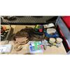 Image 2 : SHELF OF ASSORTED ITEMS INCLUDING; RATCHET STRAPS, TRAILER LIGHTS, CHAIN HOIST & MORE