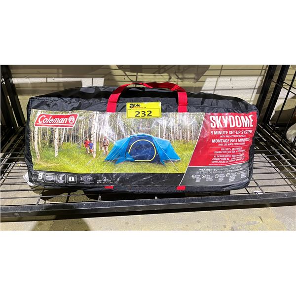 COLEMAN SKYDOME TENT WITH FULL FLY VESTIBULE (MAY BE MISSING PIECES)
