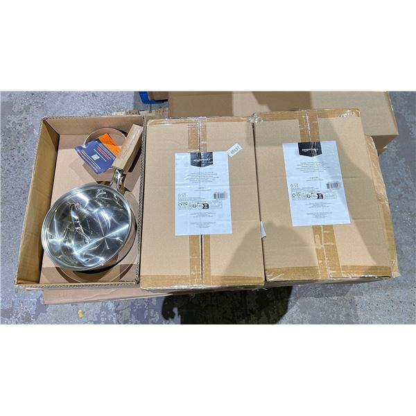LOT OF 3 AMAZON BASICS STAINLESS STEEL SAUCEPAN WITH LID  2.8L