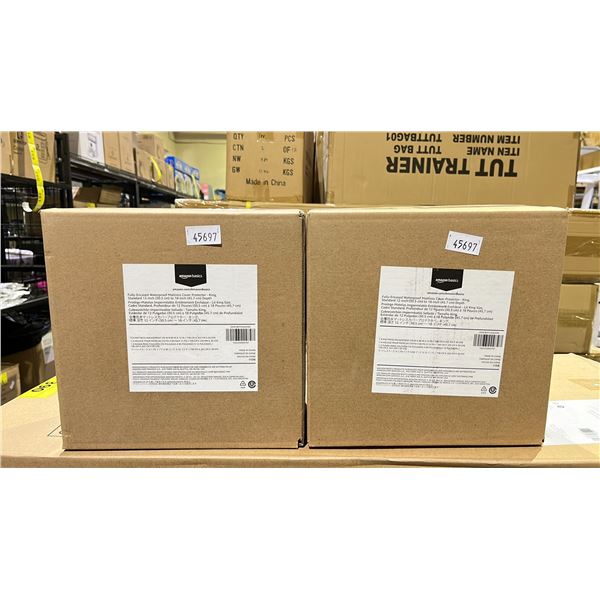 LOT OF 2 AMAZON BASICS FULLY ENCASED WATERPROOF MATTRESS COVER PROTECTORS KING SIZE