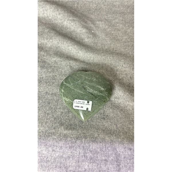 GREEN AVENTURINE HEART APPROX 3.3" RETAIL $400