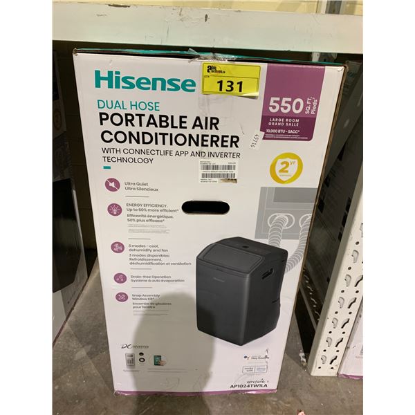 *NEW WITH BOX DAMAGE* HISENSE DUAL HOSE PORTABLE AIR CONDITIONER WITH CONNECTLIFE APP AND INVERTER
