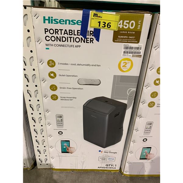 *NEW WITH BOX DAMAGE* HISENSE PORTABLE AIR CONDITIONER WITH CONNECTLIFE APP 10000BTU- SACC*