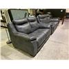 Image 1 : 2 GREY LEATHER LOVESEATS
