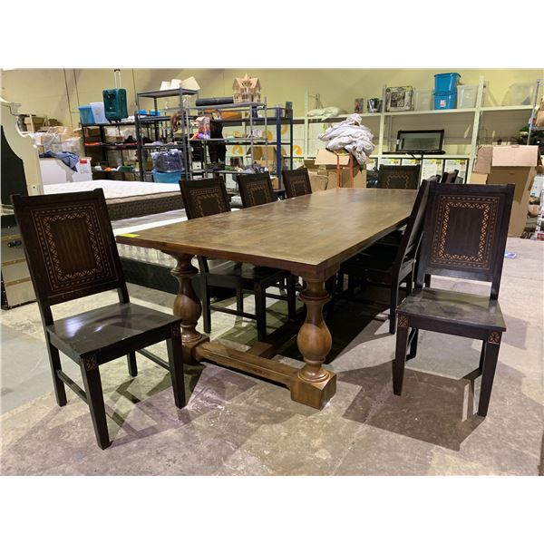 LARGE DINING ROOM TABLE (9' X 43" X 30") WITH 8 CHAIRS