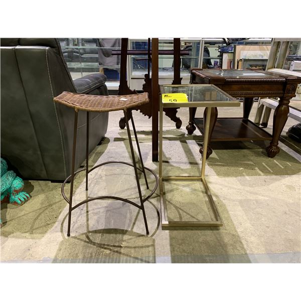 MIRRORED SIDE TABLE & BAR STOOL
